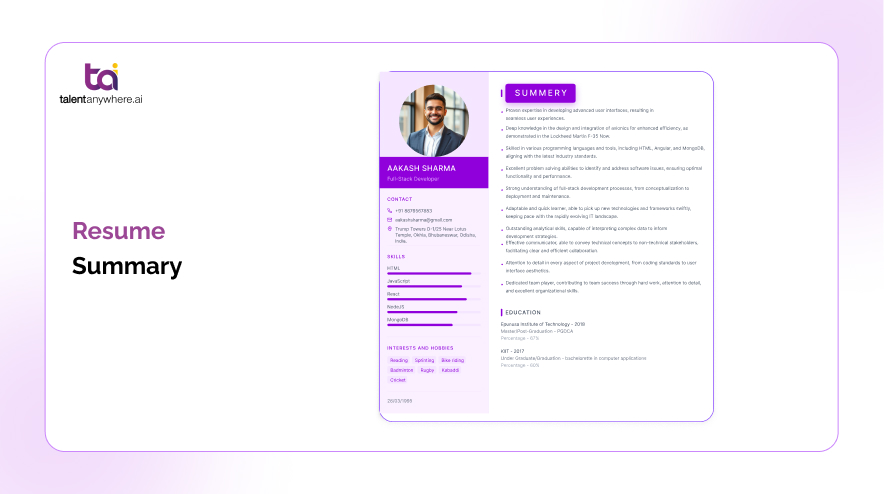 resume summary examples