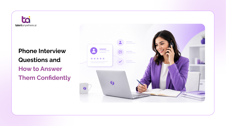 Job seeker answering a telephonic interview call while looking at notes