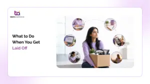 Person reviewing layoff paperwork and planning next job search steps on a laptop