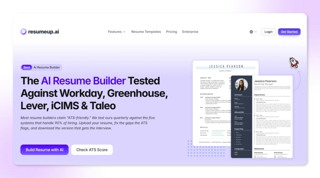ResumeUp.AI resume checker rewrite suggestions